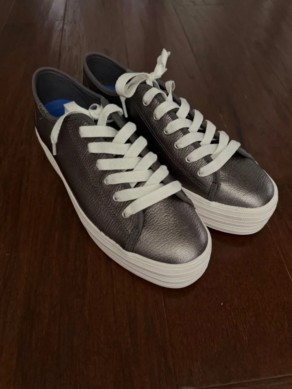Keds platform metallic grey shoes
